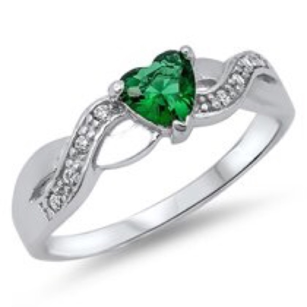 Ring | Green Sterling Silver Infinity Promise NEW